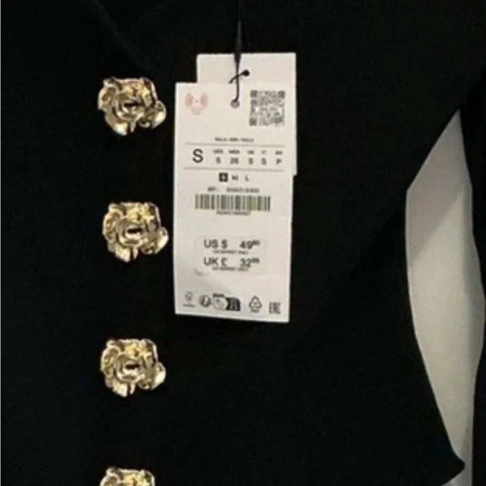 Zara Black Puff-Sleeve Button-Front Blouse - Picture 9 of 9